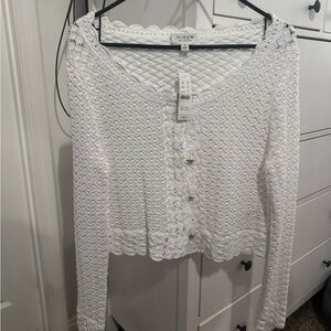 J.Crew White Crocheted Cropped Cardigan
